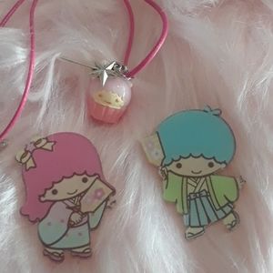 Kawaii Sanrio little twin stars necklace brooch